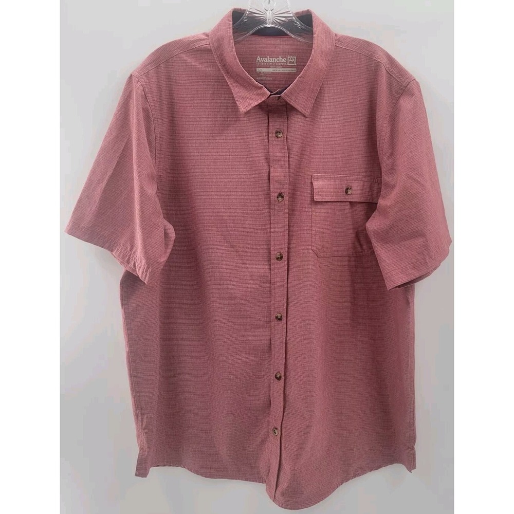 Avalanche‎ Men's Short Sleeve Lightweight Shirt-Polyester Blend-Dark Coral- LG